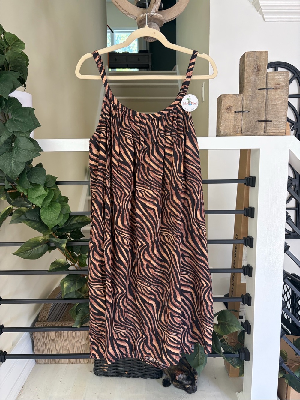 NWT Island Planet Zebra Print Beach Cover Up Mini Dress